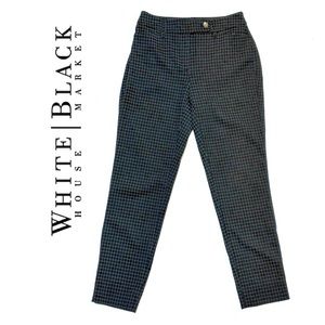 WHBM Tapered Ankle Windowpane Pants Black White 00